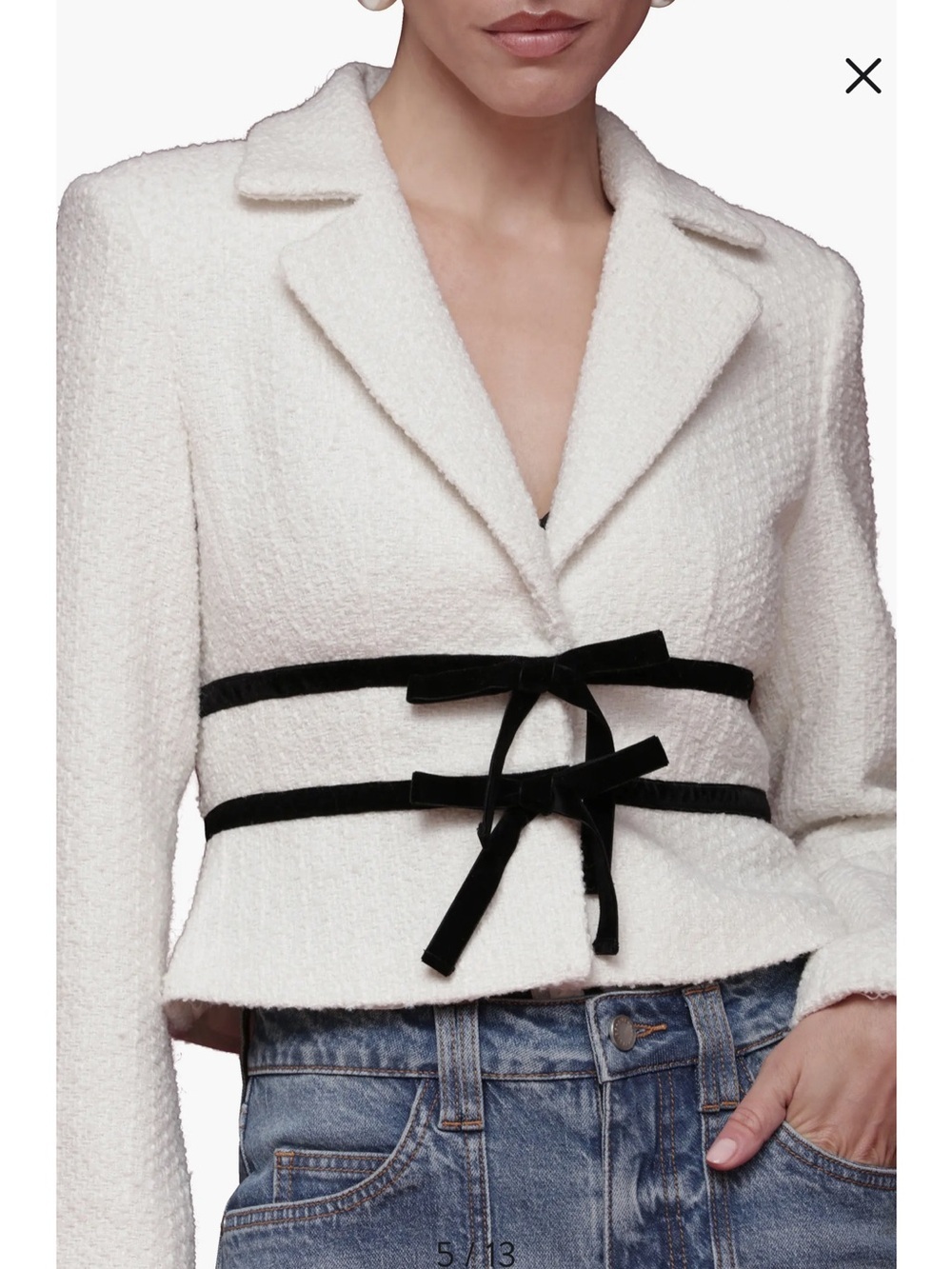 Avec Les Filles Bow Tweed Crop Jacket Minimalist Modern Sleek XL business casual - Picture 3 of 15